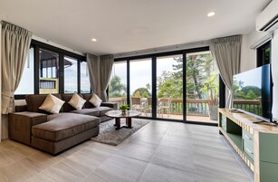 Standard Villa, 2 Bedrooms, Sea View | Living room | 55-inch flat-screen TV with cable channels, TV