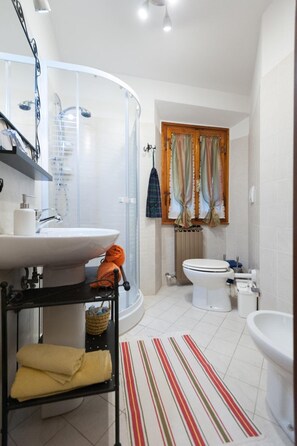 Badewanne und Dusche (separat), Haartrockner, Bidet, Handtücher