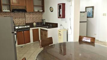 Villa Monte | Private kitchenette | Full-size fridge, microwave, stovetop, electric kettle