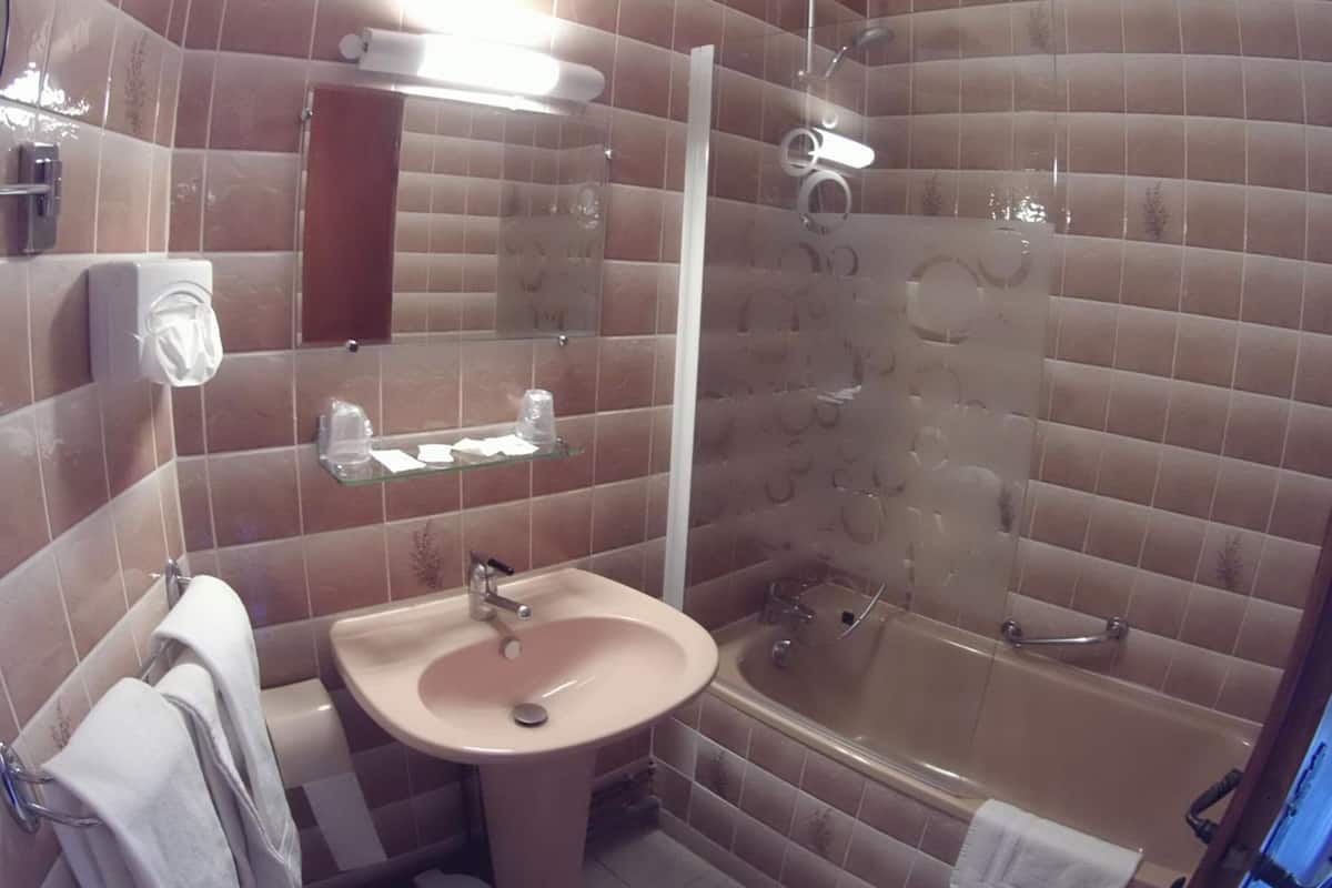 combined shower/bathtub, free toiletries, hair dryer, towels