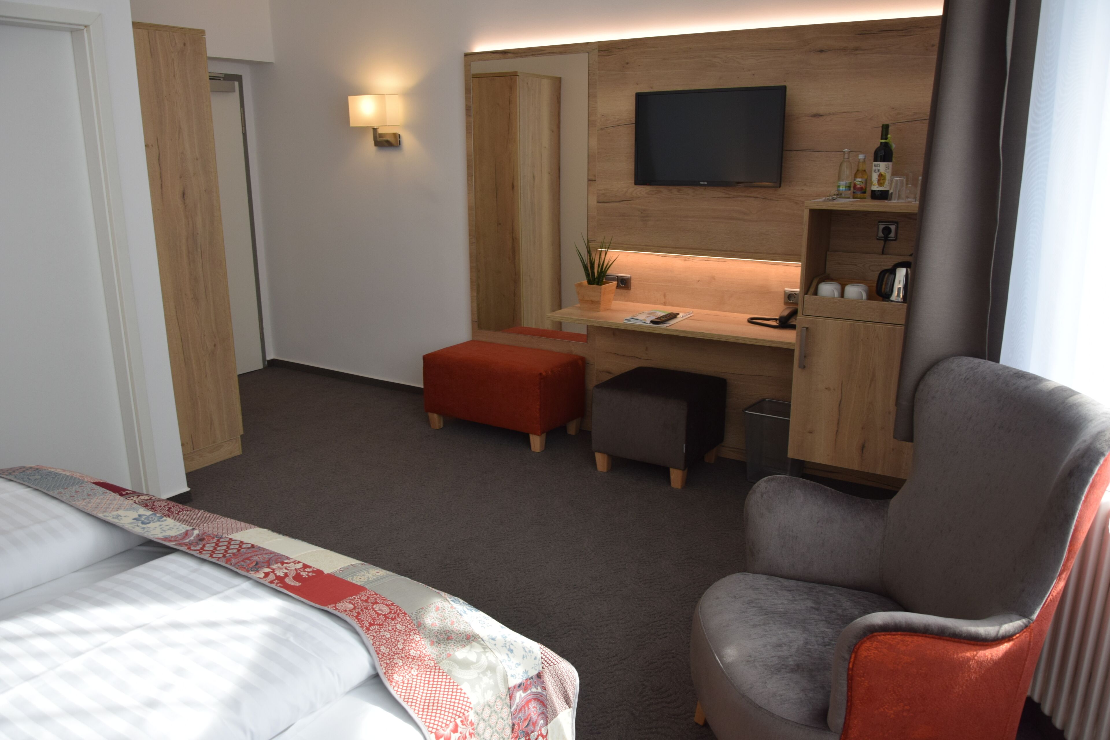 comfort double room | desk, blackout curtains, soundproofing, iron/ironing board