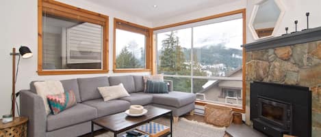 Televisión y chimenea