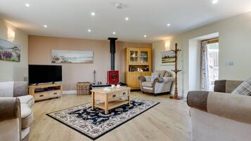 TV, fireplace