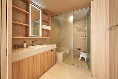 Habitación Deluxe con 2 camas individuales | Baño | Secador de pelo, zapatillas, bidé electrónico y toallas