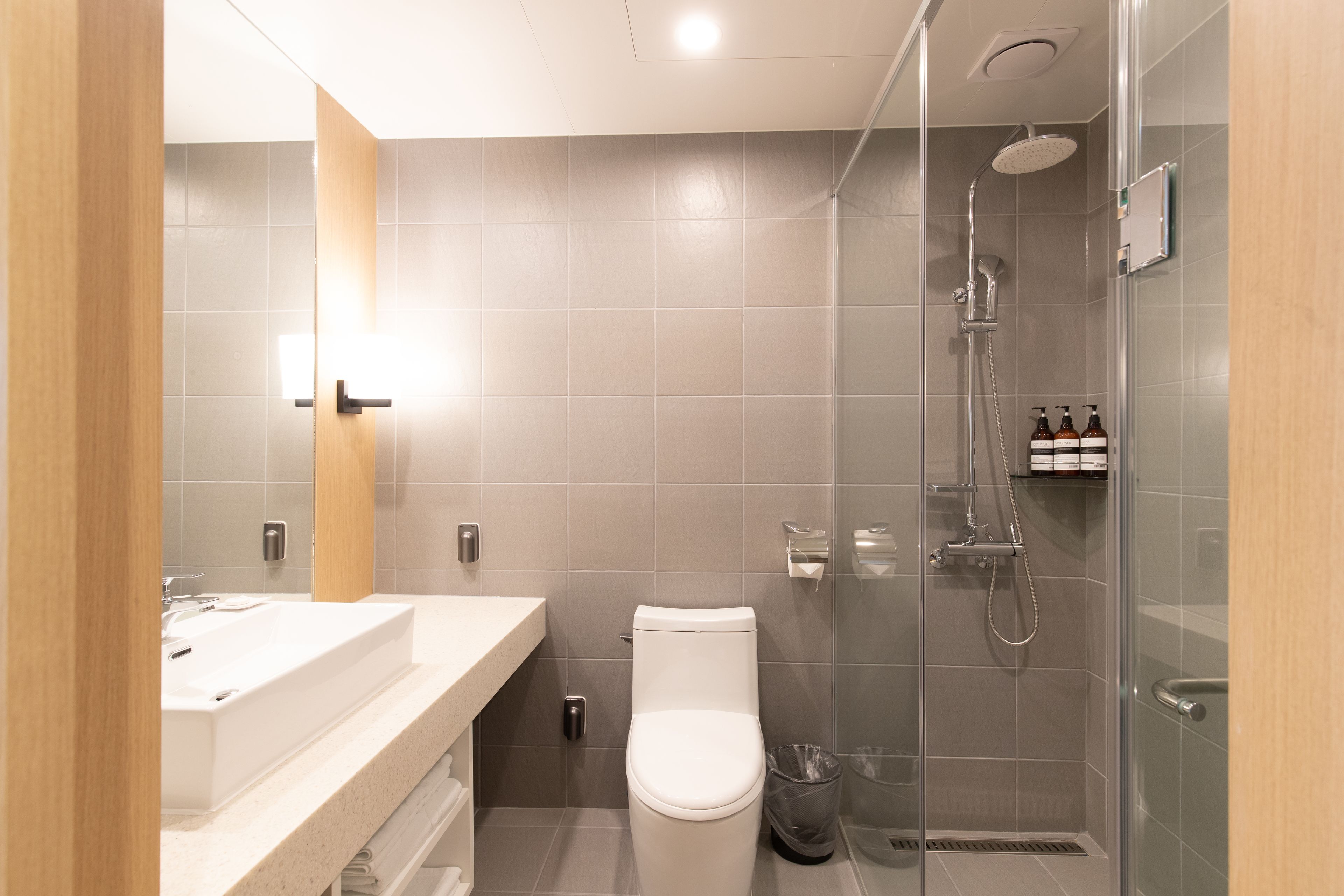 shower, free toiletries, hair dryer, slippers