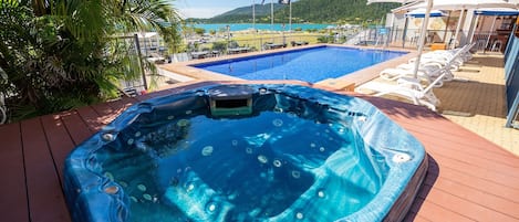 2 outdoor pools, sun loungers