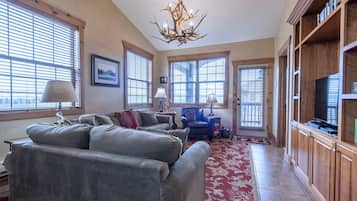 Smart TV, DVD player, books, video library