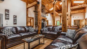 Smart TV, fireplace, DVD player, video library