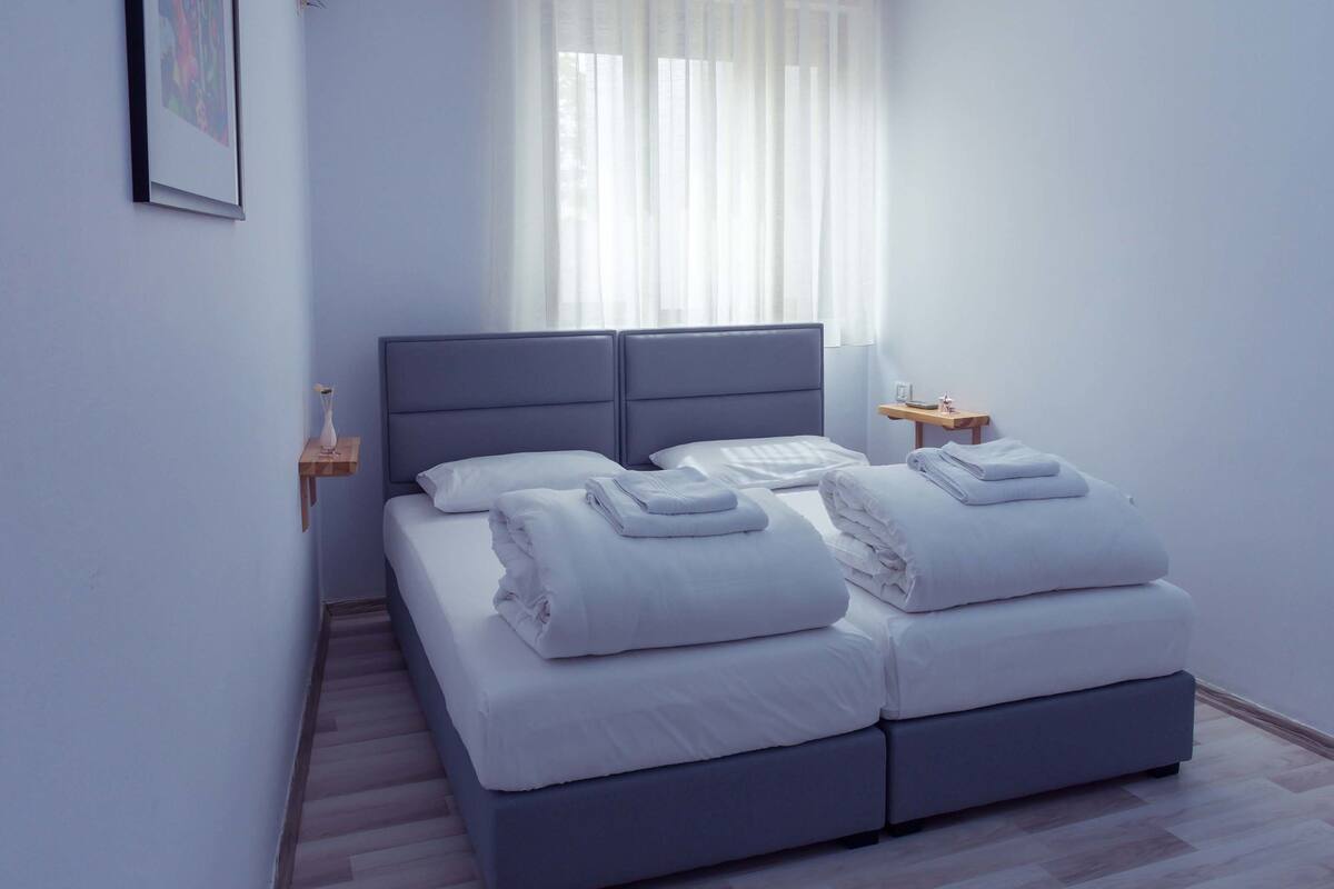 Iron/ironing board (on request), WiFi (free), bed sheets
