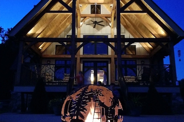 Amazing guest house with custom made ( in our metal shop) fire pit on our farm