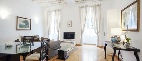 Flat-screen TV, DVD player