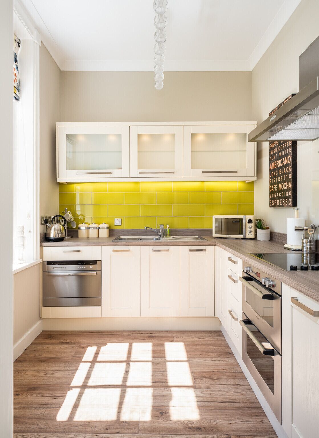 Fridge, microwave, oven, dishwasher