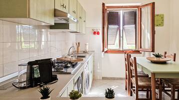 Fridge, oven, stovetop, coffee/tea maker