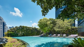 Outdoor pool, open 6:00 AM to 10:00 PM, pool umbrellas
