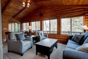 TV, fireplace, table football, books