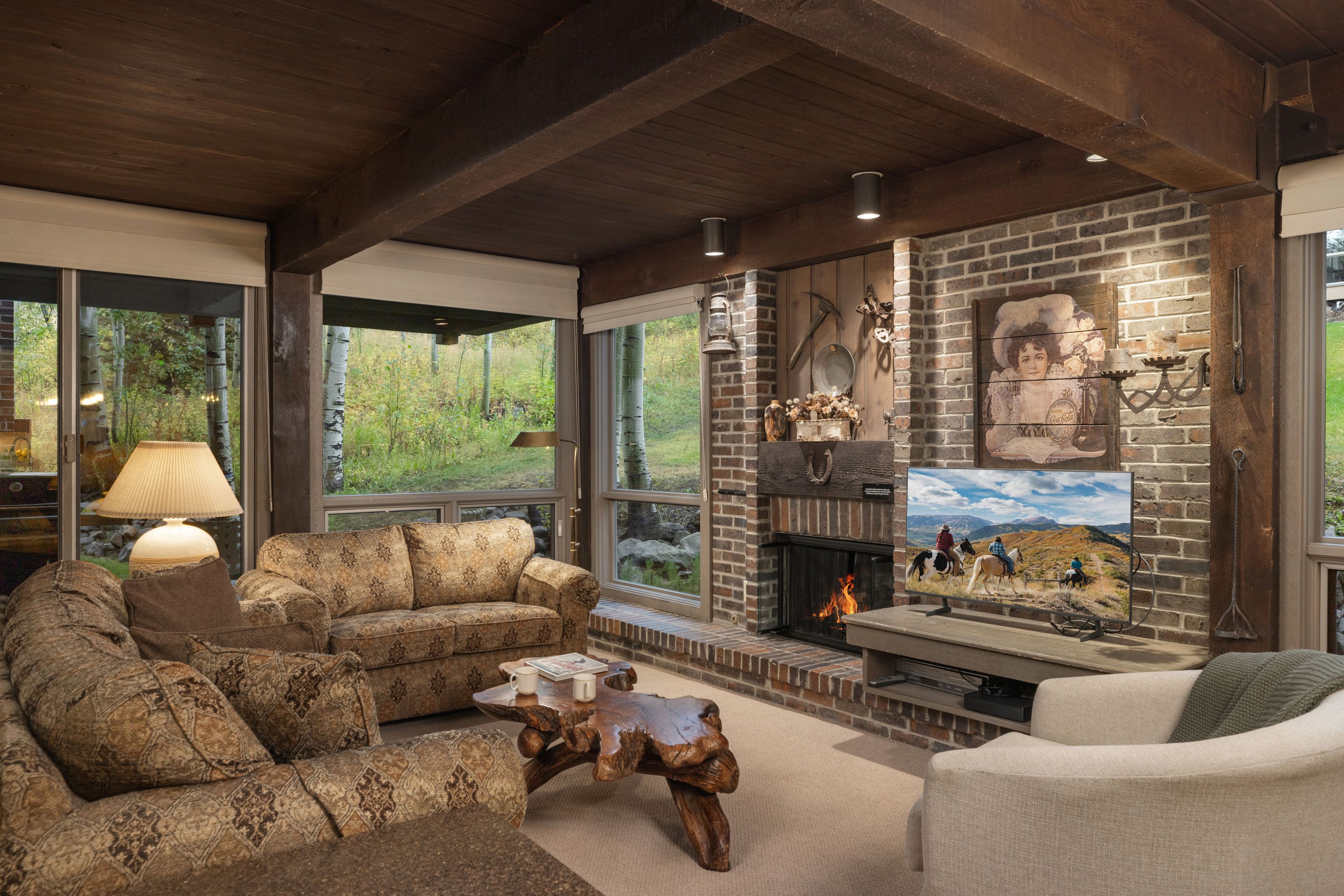 Spacious Living Room with Fireplace