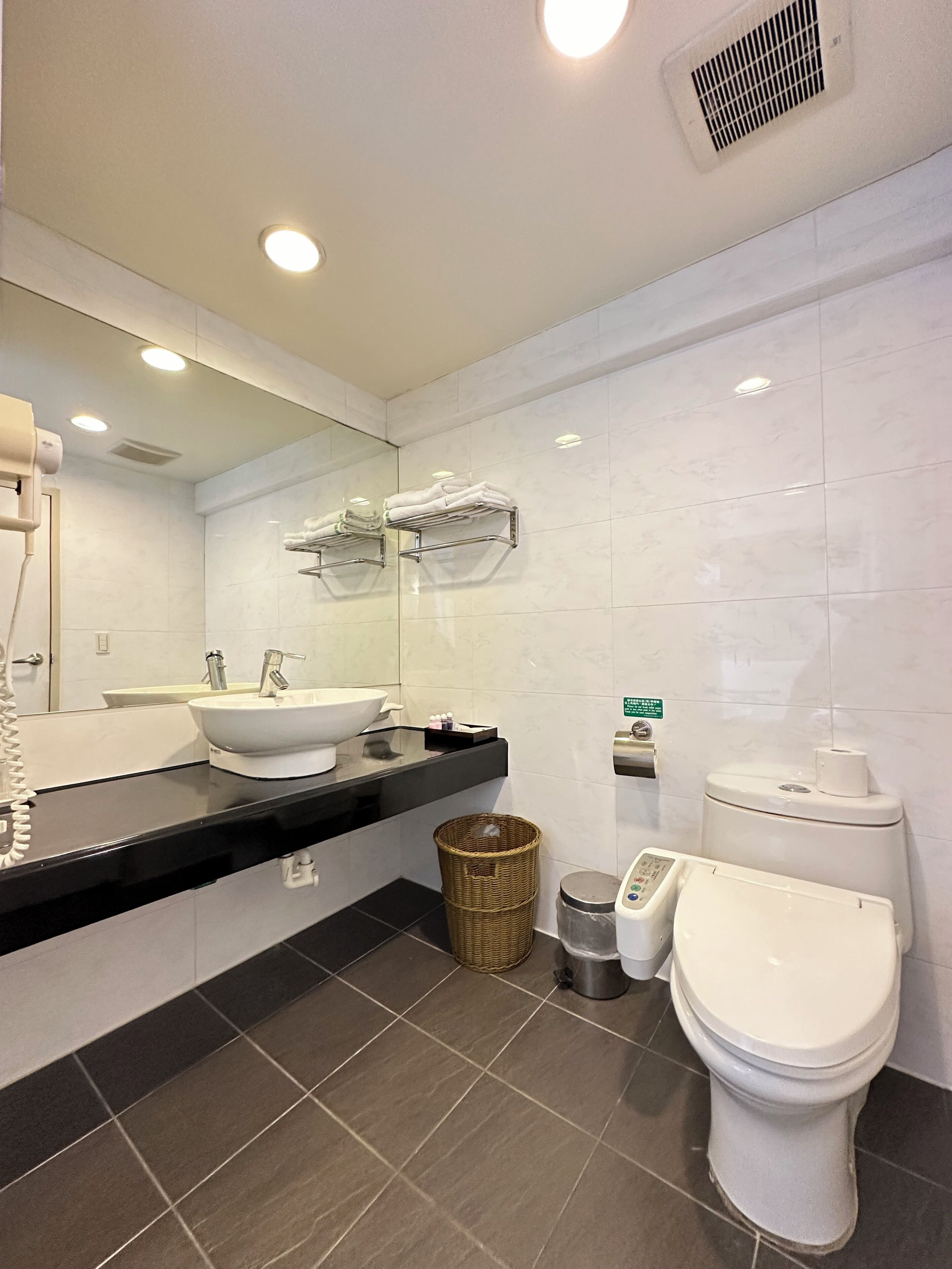 deluxe double room | bathroom | shower, free toiletries, hair dryer, slippers