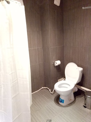 Habitación individual estándar, 1 cama individual | Servicios del cuarto de baño | Ducha, cabezal de ducha tipo lluvia, secador de pelo y zapatillas
