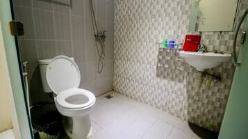 Shower, free toiletries, towels