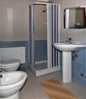 Shower, rainfall showerhead, hair dryer, bidet - Hotel Pietrapanna (Calvello)