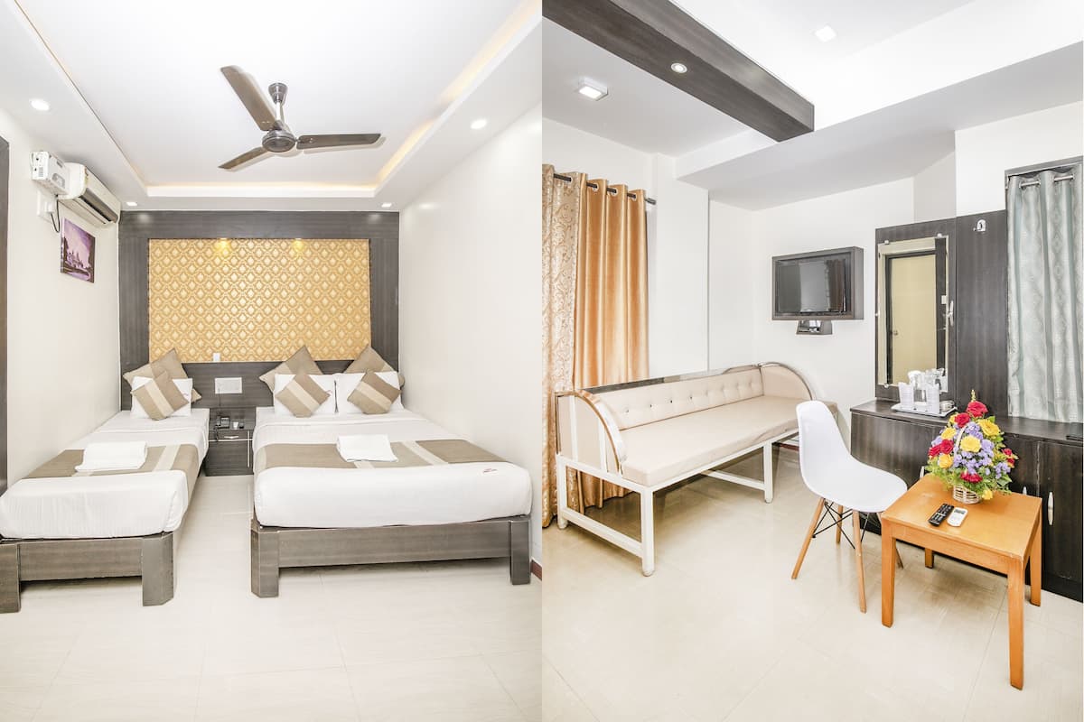 Premium bedding, down comforters, pillowtop beds, in-room safe