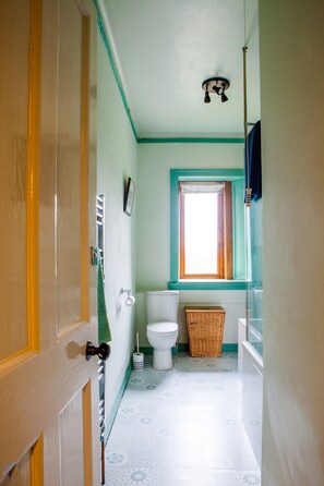 Combined shower/tub, hair dryer