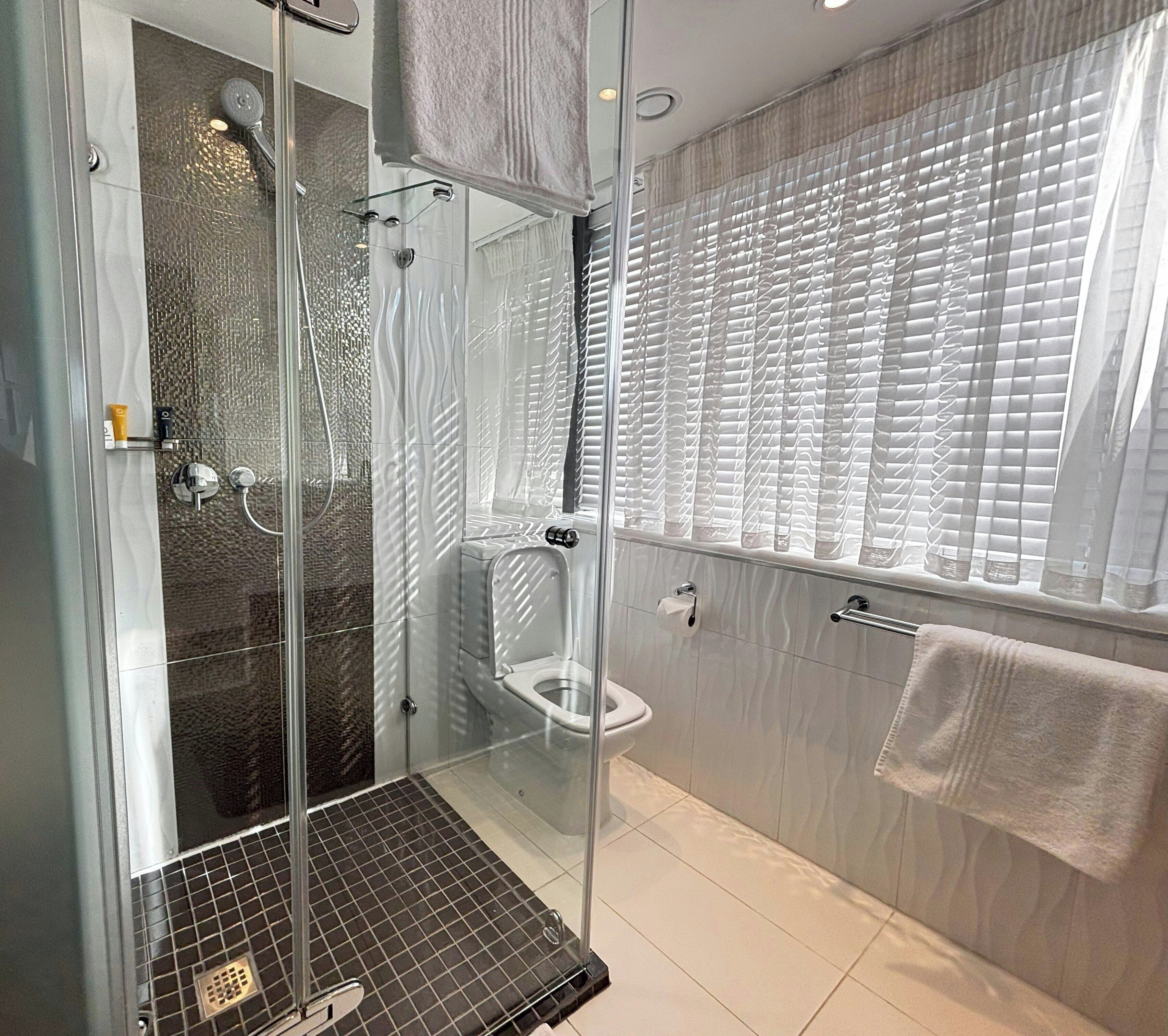 Suite | Bathroom | Shower, free toiletries, hair dryer, towels