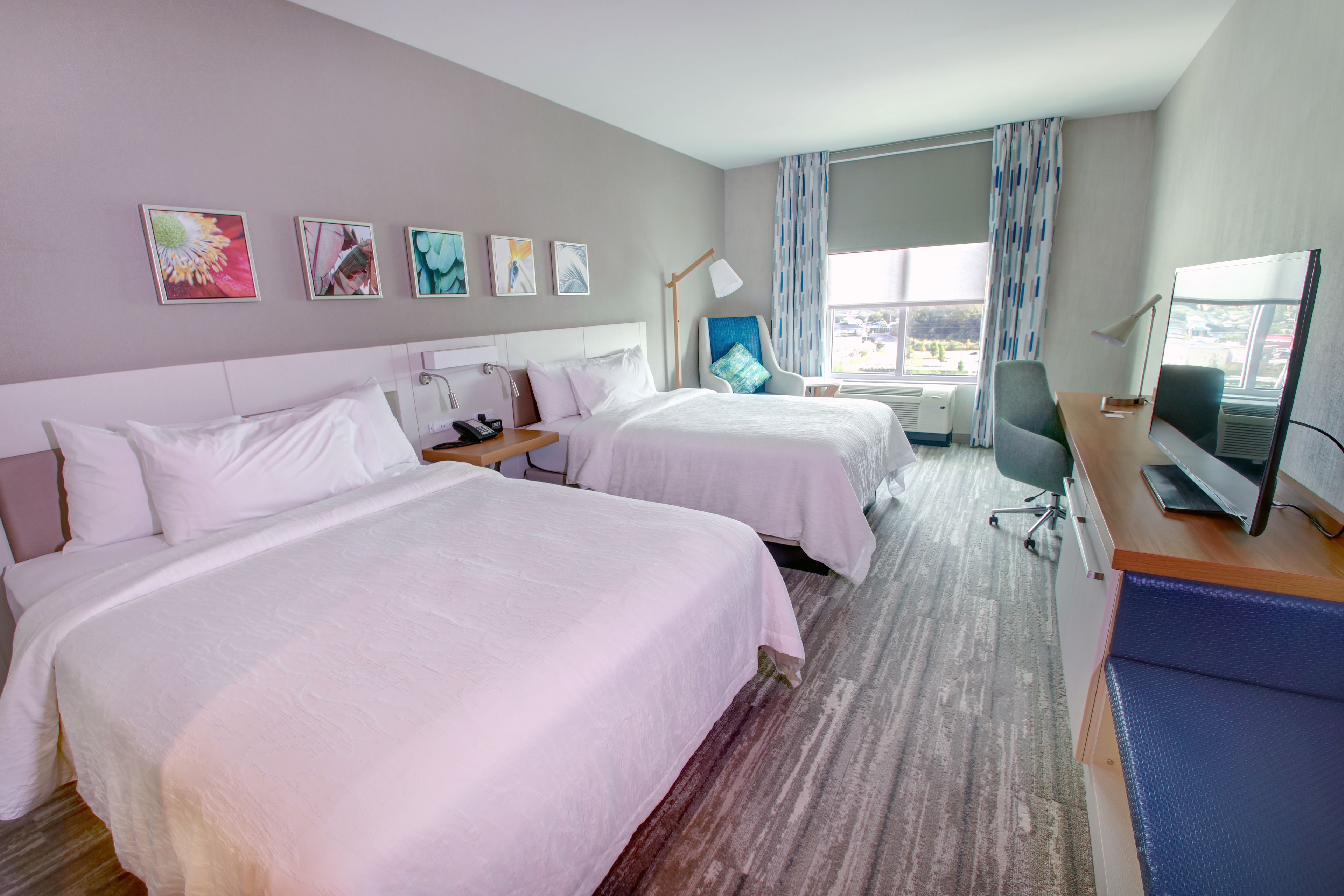 desk, blackout curtains, soundproofing, iron/ironing board