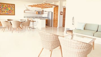 Villa, 2 Bedrooms, Terrace, Beach View | Living area | Flat-screen TV