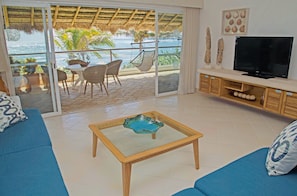 Villa, 2 Bedrooms, Terrace, Beach View | Living area | Flat-screen TV