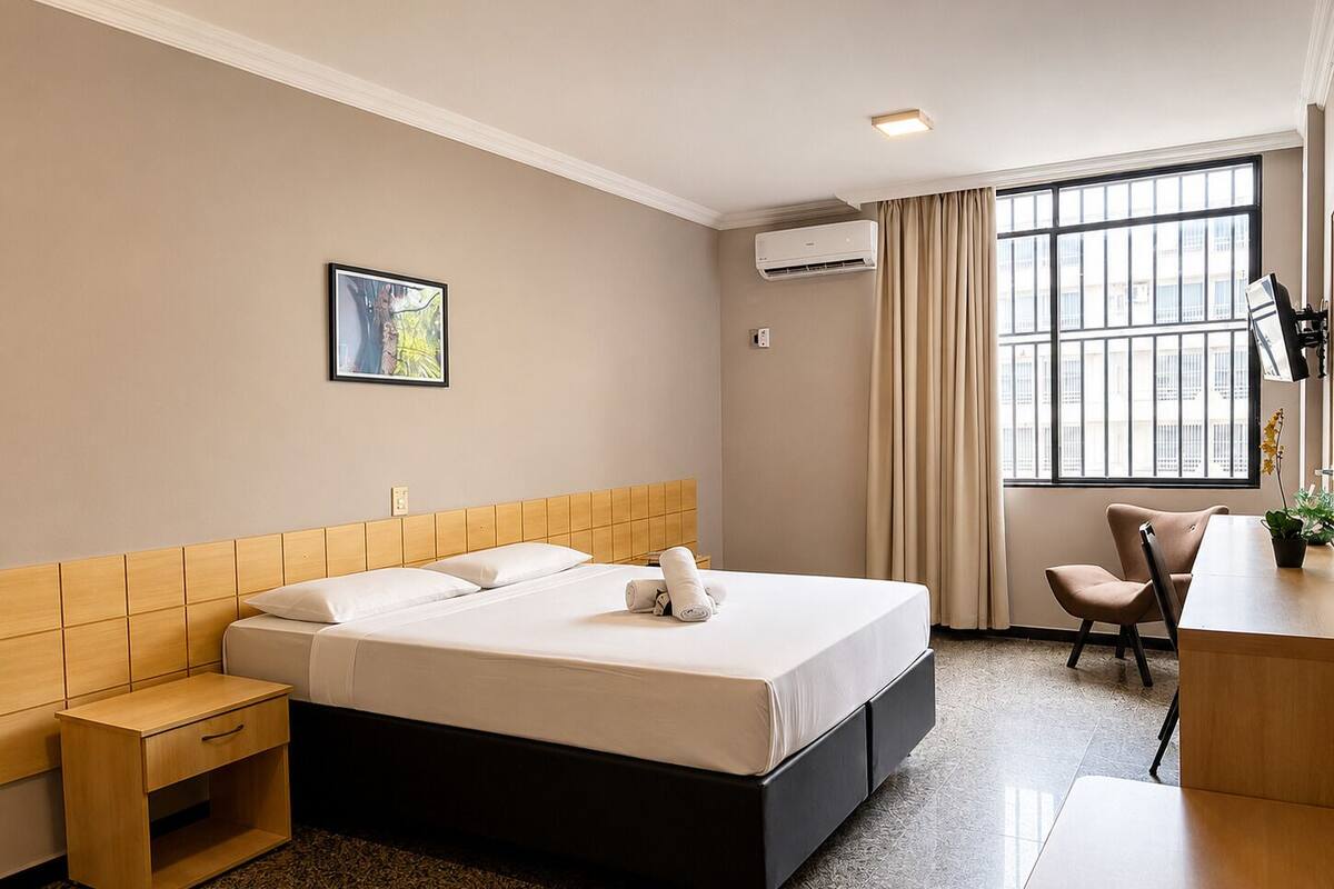 Deluxe Double Room, 1 King Bed, Accessible, City View | Minibar, in-room safe, desk, laptop workspace