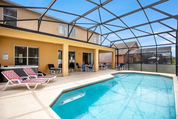 Outdoor pool, pool loungers