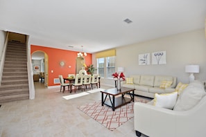 Family House | Living area | 55-inch TV with digital channels, streaming services - Serene Bliss House 6 Bedroom (Davenport)