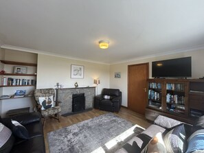 TV, fireplace