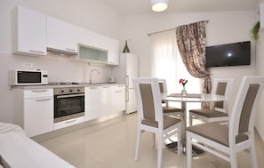 Fridge, microwave, oven, dishwasher