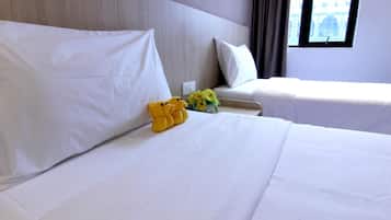 Laptop workspace, free WiFi, bed sheets