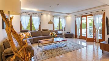 Smart TV, fireplace, stereo, offices