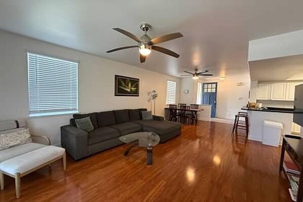 Smart TV, DVD player, books, music library