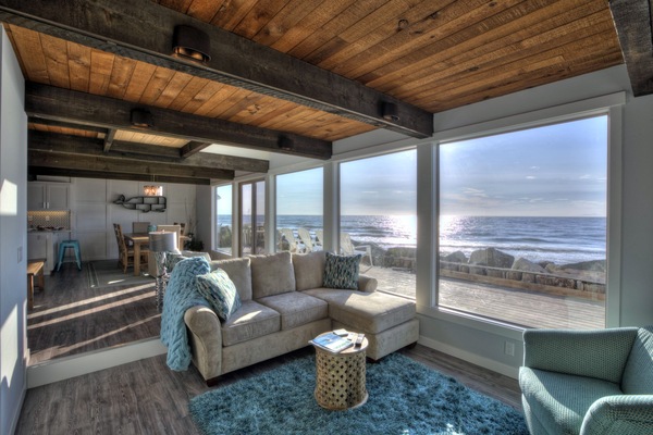 The ocean view from the living room is perfect for entertaining your family.