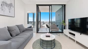Apartment, 2 Bedrooms, Mountain View | Living area | 50-inch flat-screen TV with digital channels, TV
