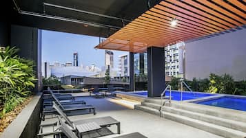 Outdoor pool, pool loungers