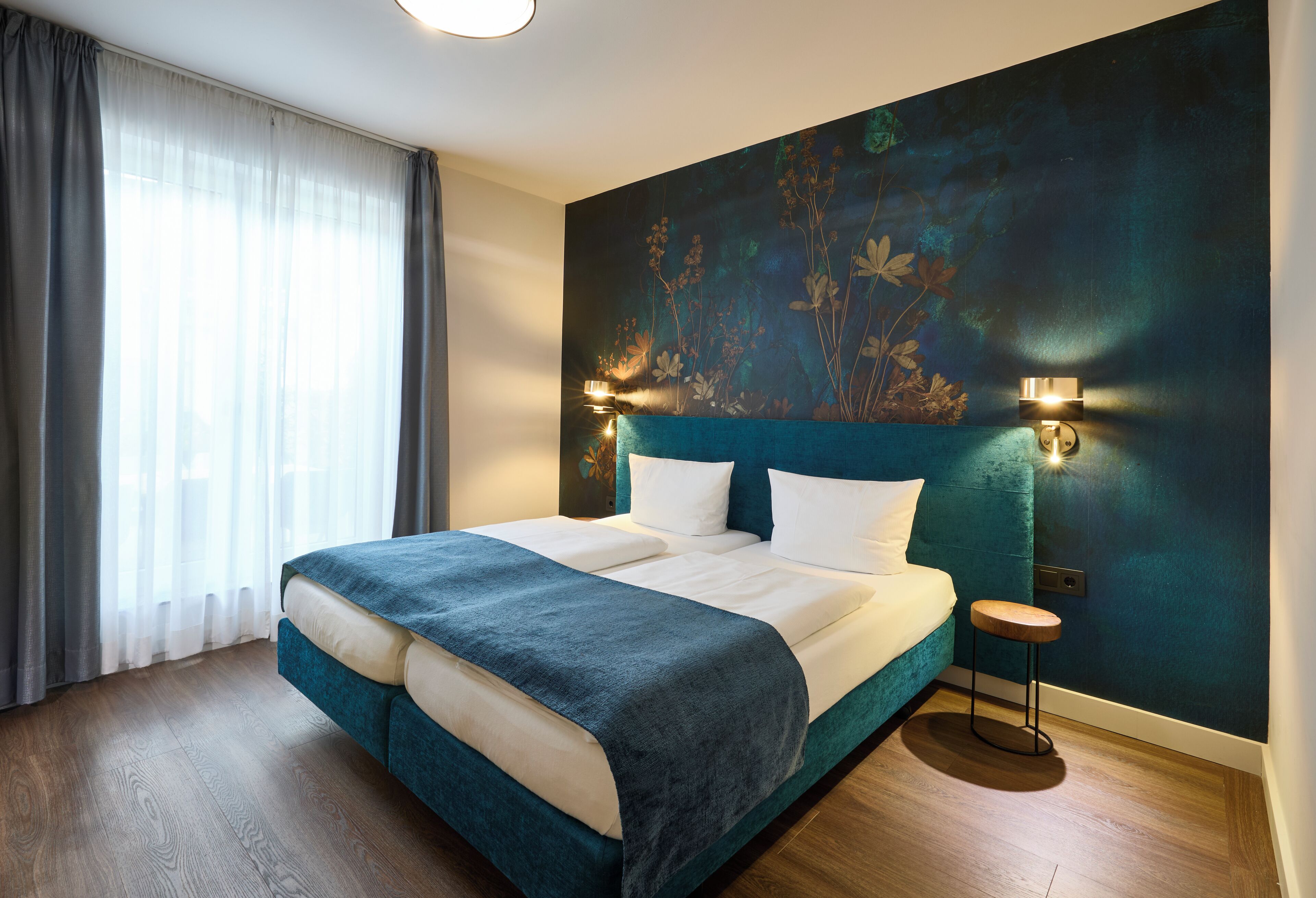 desk, blackout curtains, soundproofing, iron/ironing board