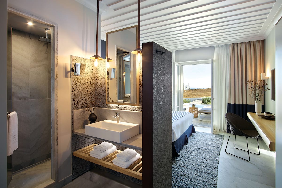 summer suite, private pool, sea view | 1 bedroom, egyptian cotton sheets, premium bedding, down duvets