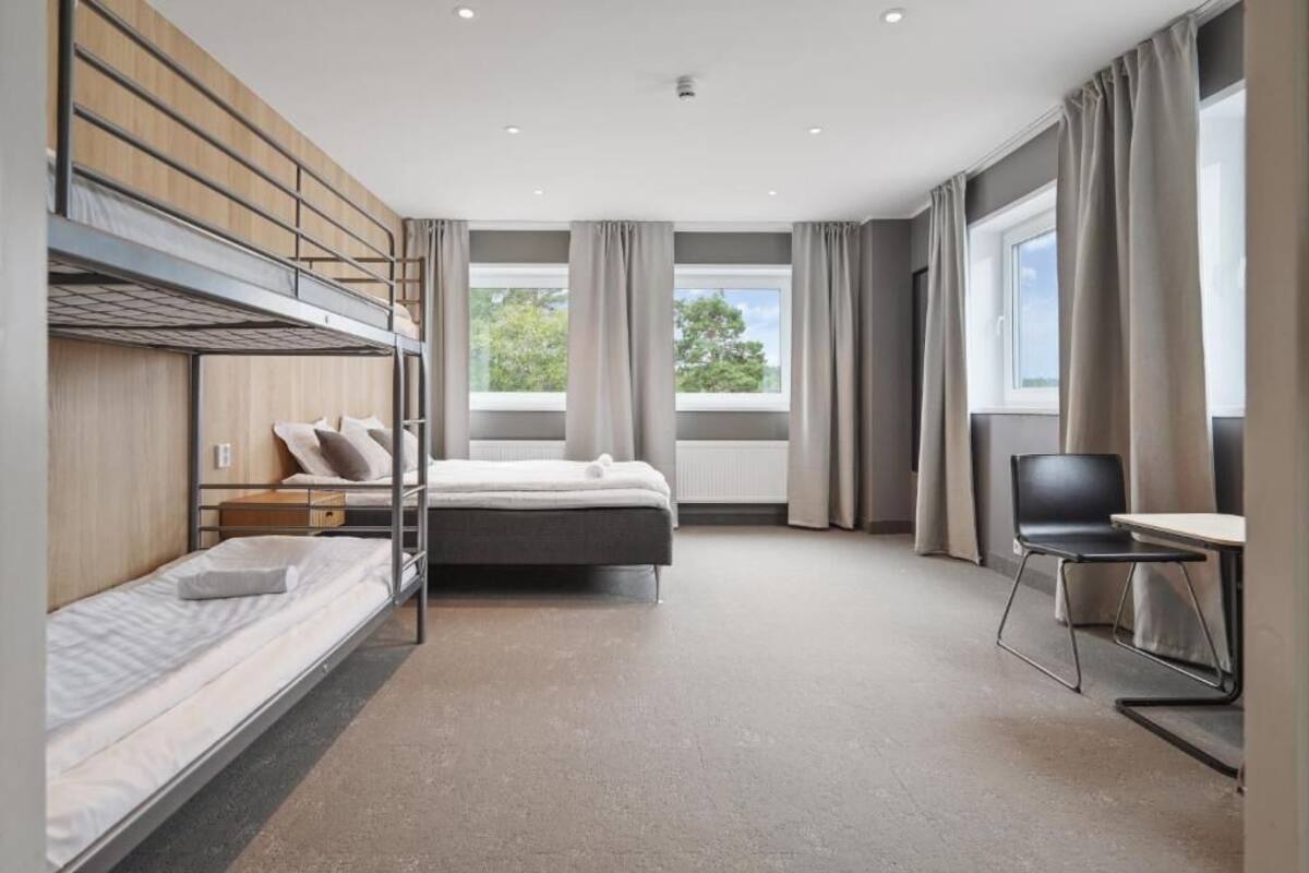Basic Quadruple Room, Multiple Beds, Shared Bathroom | Blackout drapes, soundproofing, WiFi (free), bed sheets