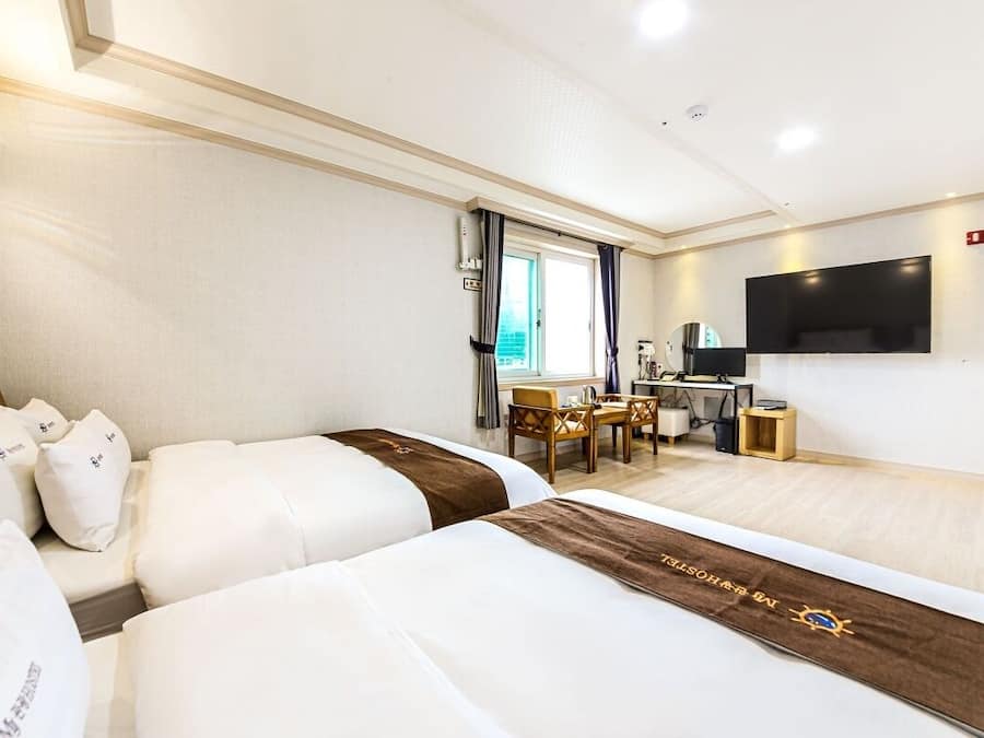 Hypo-allergenic bedding, down duvets, blackout curtains, soundproofing