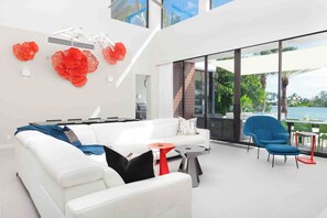 Flat-screen TV, stereo, printers