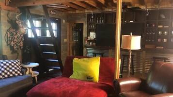 Smart TV, DVD player, books, video library