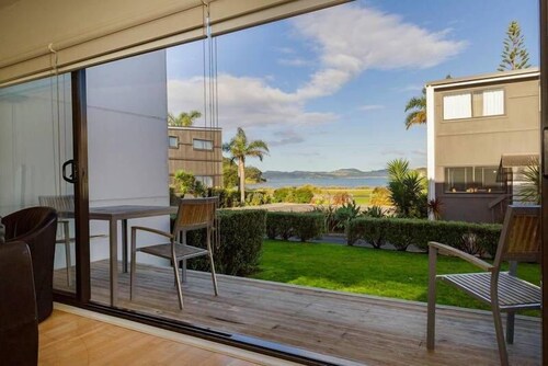 Beach views from apartment at Aqua Soleil complex with lap pool & spa.