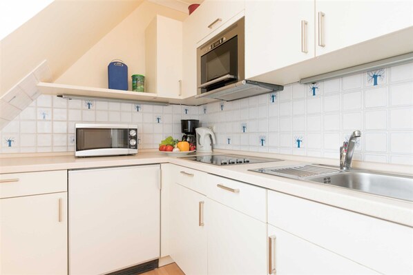 Microwave, oven, dishwasher, high chair