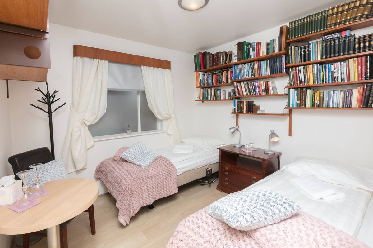 Blackout drapes, iron/ironing board (on request), WiFi (free)